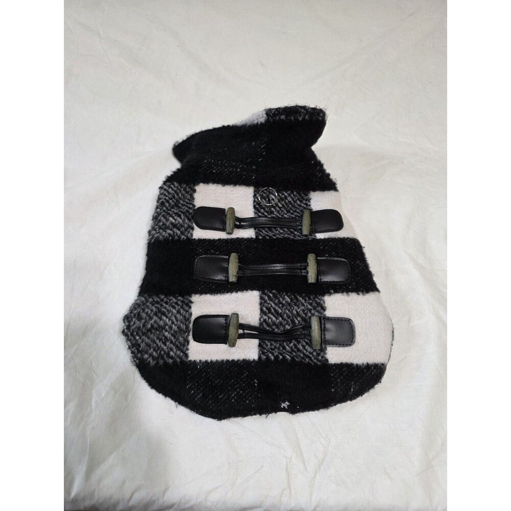 Hotel Doggy Black\White Plaid Dog Coat Size XS